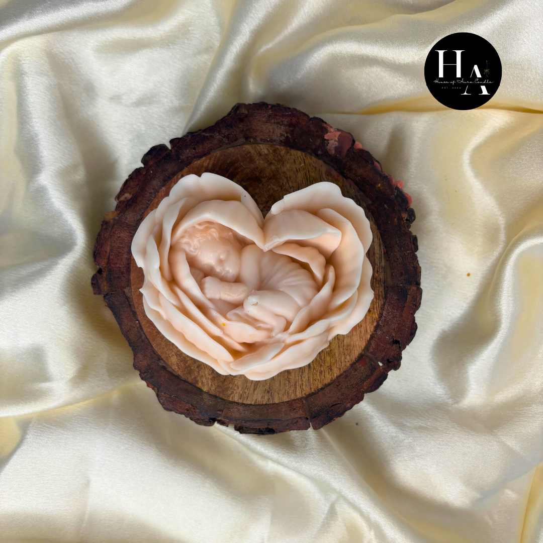 Heart Rose Baby Candle