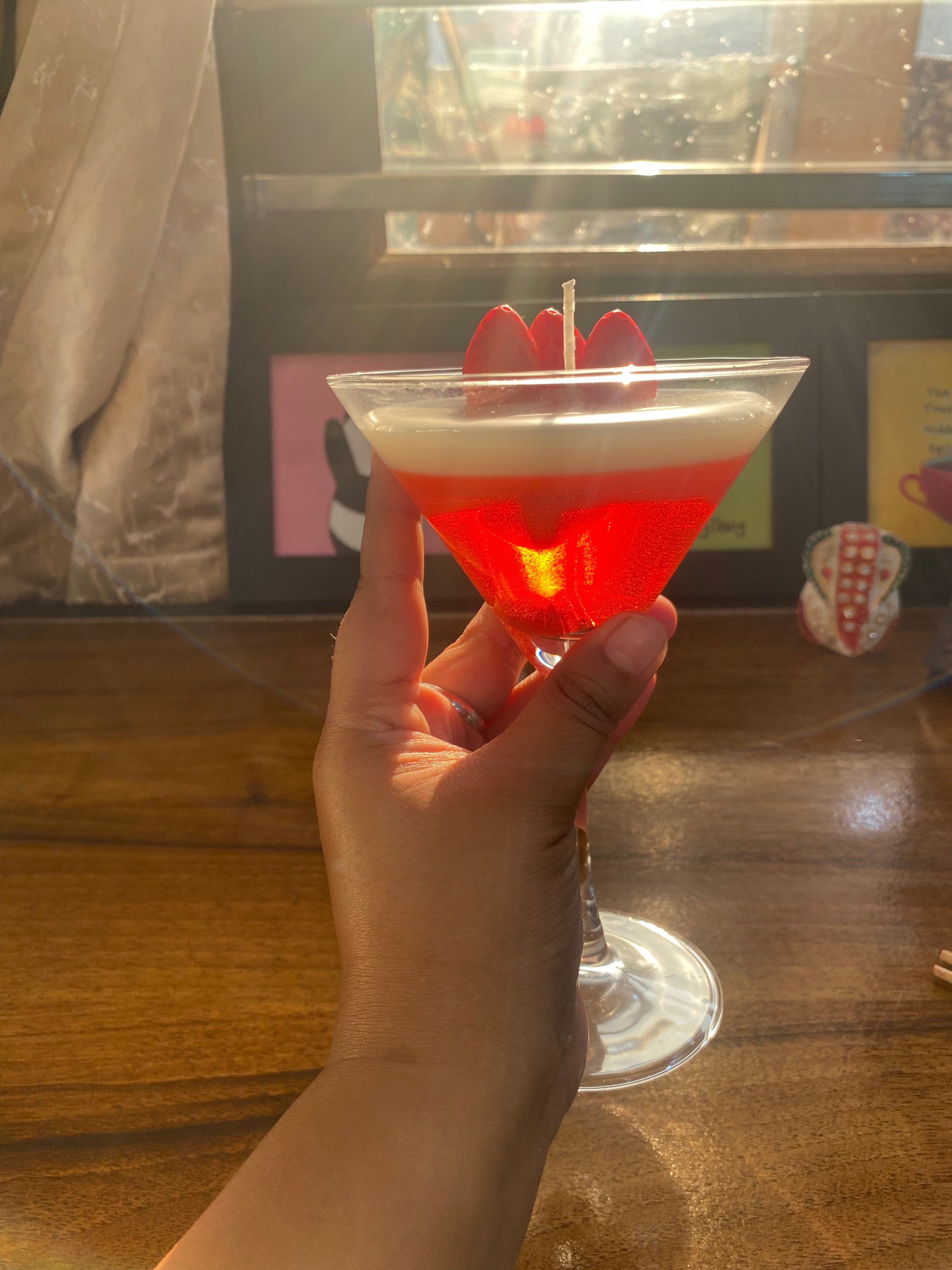 Martini Strawberry Glass Candle