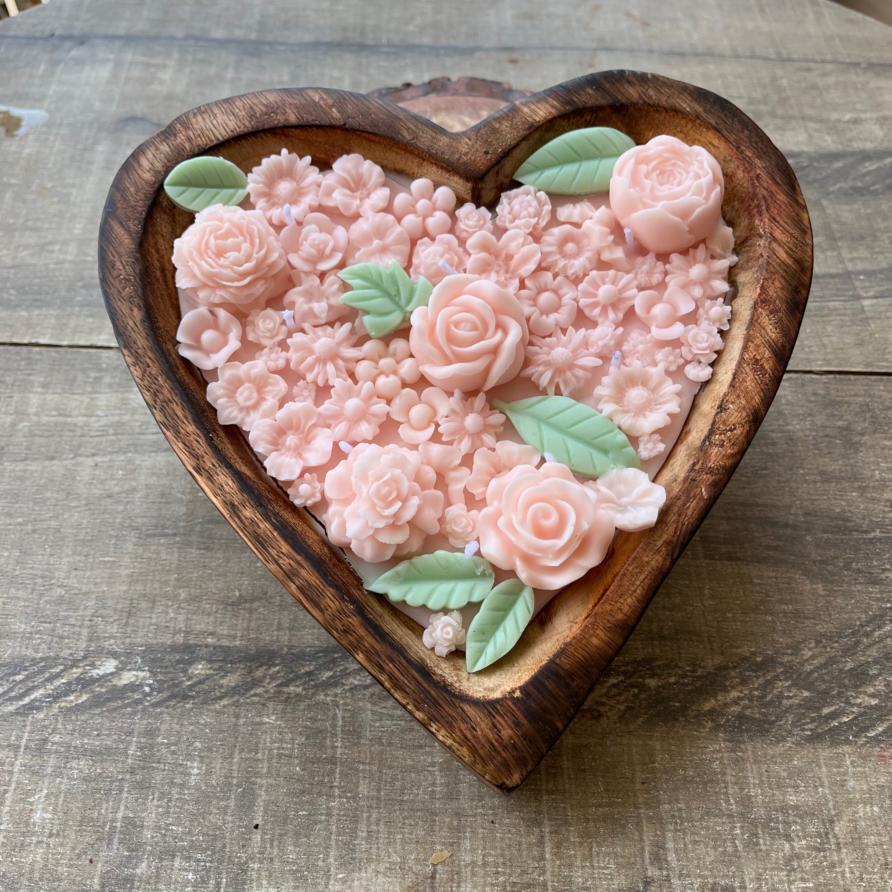 Wooden Heart Candle