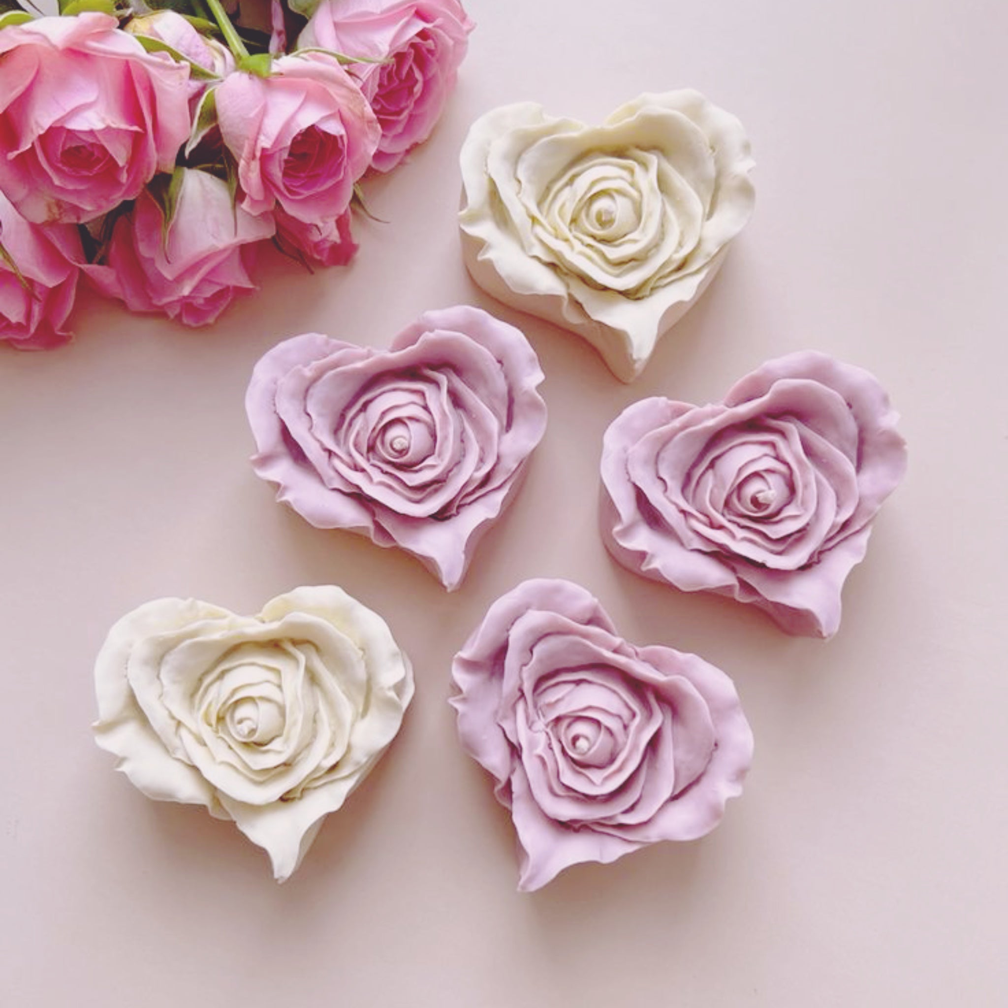 Heart Rose Flower Candle