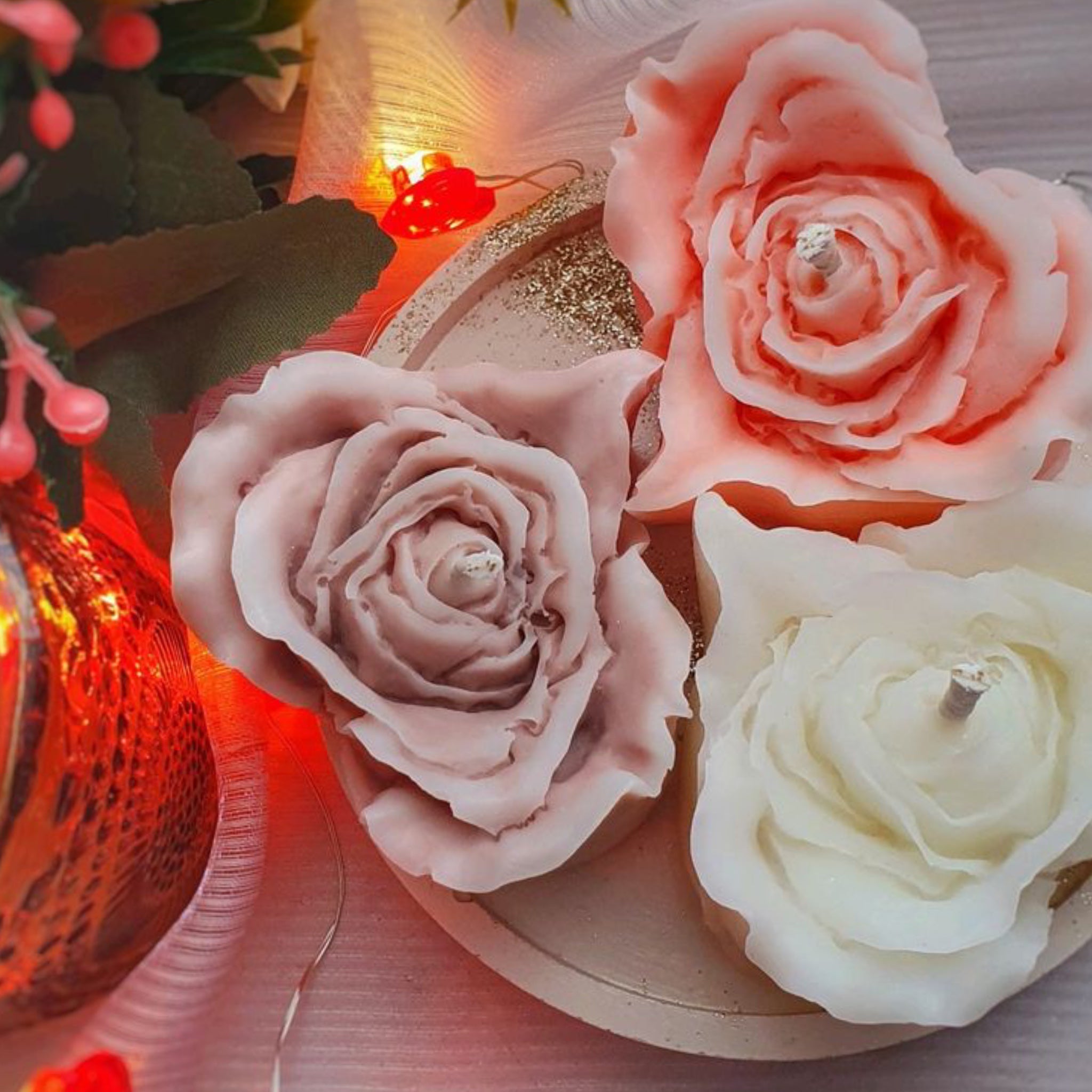 Heart Rose Flower Candle